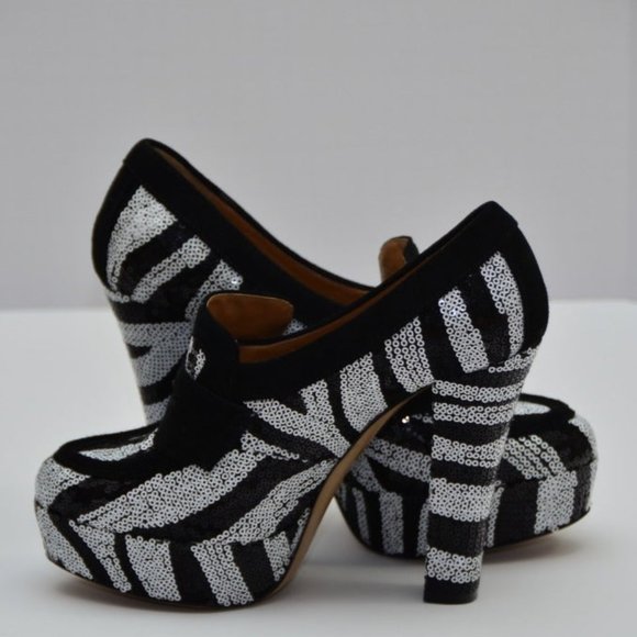 NIB $750 Viktor & Rolf runway zebra sequins shoes. IT 37 US 6 - Picture 6 of 10